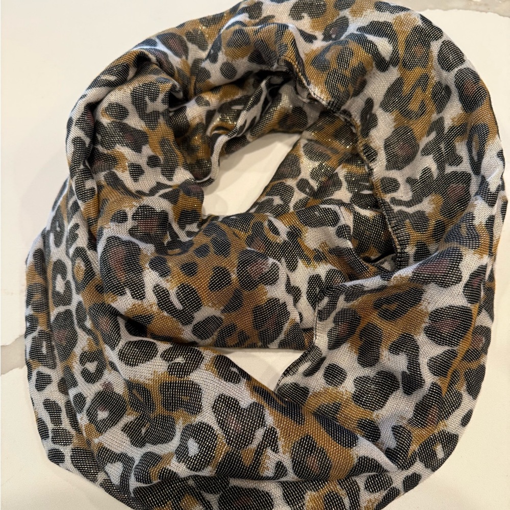 Metallic Leopard Print Infinity Scarf